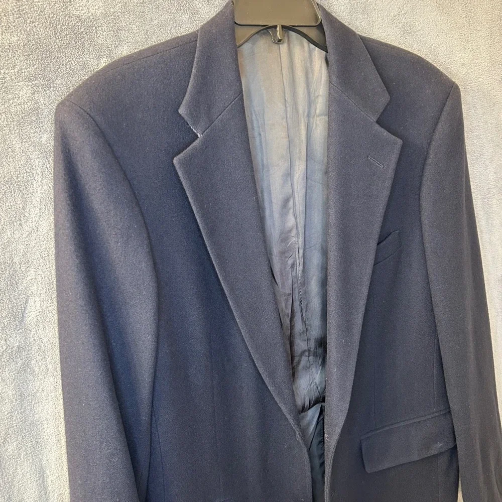 VTG Polo Ralph Lauren Wool Blazer Mens 42 Navy Virgin Wool Sport Coat University